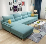 home living room furniture scandinavian sofa set comfortable chaise couch sectional green Linen corner fabric sofa