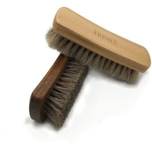 Horse hair shoe brush 6X2 inches natural bristles 100% handmade shoe buffing brush with wooden handle