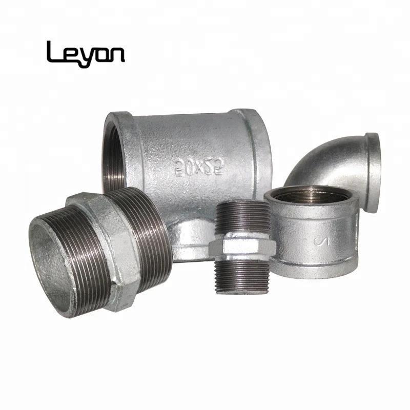 Hot dip galvanized pipe fitting malleable casting iron GI pipe plumbing materials elbow tee socket coupling fittings