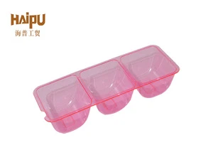 Hot Sale 2019 new style  clear big  Disposable Plastic Three Compartment Tray