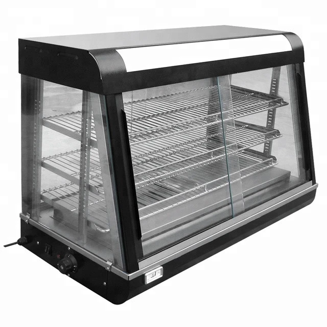 Hot sale 3-tiers warming showcase glass door food warmer showcase