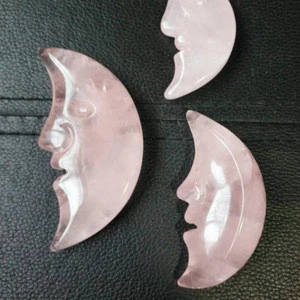 hot sale healing hand carved natural clear quartz crystal moon craft for christmas gift