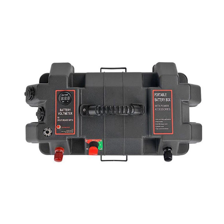 Hot Selling Outdoor Camping 12V Plastic Battery Box With USD And Cigarette Lighter And LED Display