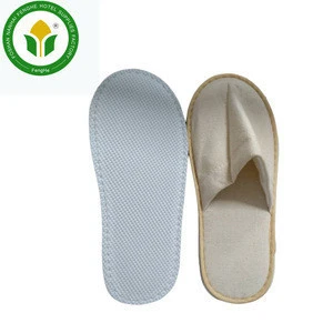 Hotel supplies amenities close toe disposable brown linen cotton slippers with logo hotel spa shoes