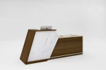 HUADU Office furniture brown modern design marble reception desk 3.2m 2.4m front table counter cheap factory price