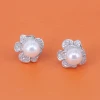 Import high quality ladies pearl flower stud earrings 925 sterling silver