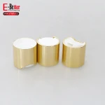 in stock 24/410 gold disc top aluminum plastic screw metal bottle cap for shampoo lotion cream