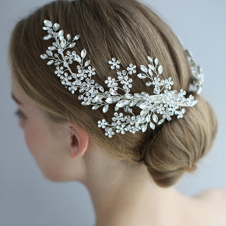 Innovative design adjustable charming glistening hair hoops handmade party wedding tiaras sterling silver jewelry zircon jewelry