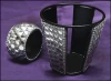 Iron Tealite holder votive conical shape with clear bead strips design