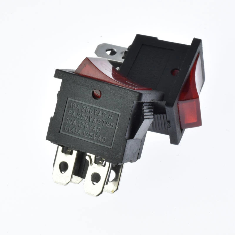 KCD1 rocker switch 4pins 2files with red LED indicator 21*15mm on/off 10A250VAC power control switch