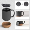large ceramic mugs with insulated cork and splash proof mug lid