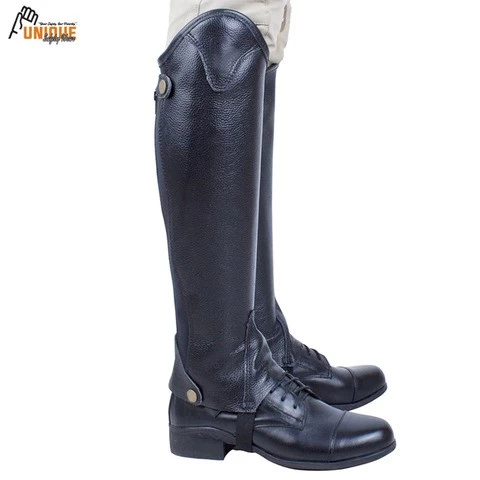 Leather Half Chaps Zipper Adult Half Chap Cowhide Adult Horse Riding Half Chaps Equestrian Horse Riding Accessories