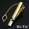 Lele TZ 0202 Tie Pin and Clips Tie Bar with Chain Cufflinks Gold