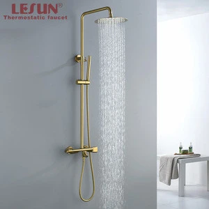 LESUN bathroom bath exposed thermostatic chrome brass gold shower faucet mixer set tap kits