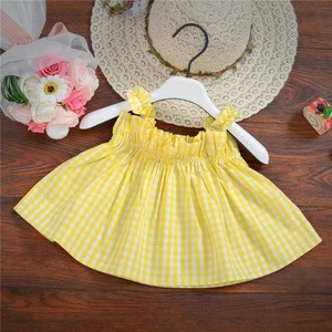 Little Girls Grid Sleeveless Dress Wholesale OEM Latest Design Baby Casual Plain Jumper Skirt