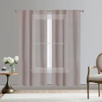 Low MOQ long brown chocolate curtain sheers Modern home decoration household tulle jacquard sheer curtains