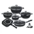 Import luxury 23pcs frying pans pots kitchen ware non stick cooking forged aluminum cookware set from China