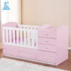 Luxury Baby Furniture Safety Design Wooden Baby Crib With Drawers