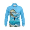 Manufacturer custom quick dry tournament fishing shirt 100% polyester full sublimation long sleeve fishing jersey