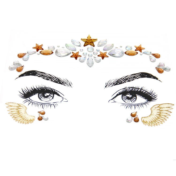 Manufacturer Fast Delivery Sparkle Custom Fashion Adhesive Body Jewelry Face Gem Sticker