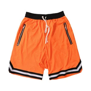 Men Polyester Mesh Gym Running Football Basketball Training Short Pants,Drop Crotch Sports Shorts With Zip Pockets