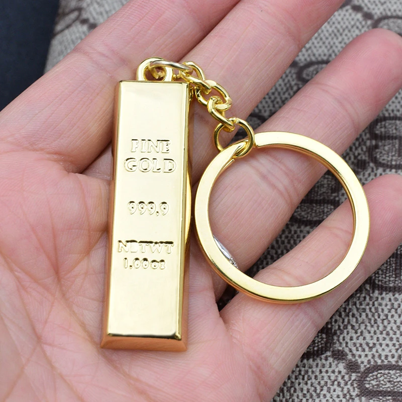 Metal keychain gold keychain gold bar keychain can be customized company gifts