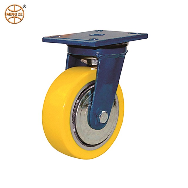 Mingze 4&quot; 5&quot; 6&quot; 8&quot; Industrial Heavy Duty Blue Paint 10 mm Thickness Top Plate Swivel/Rigid Yoke/Bracket/Housing Kinpin Caster