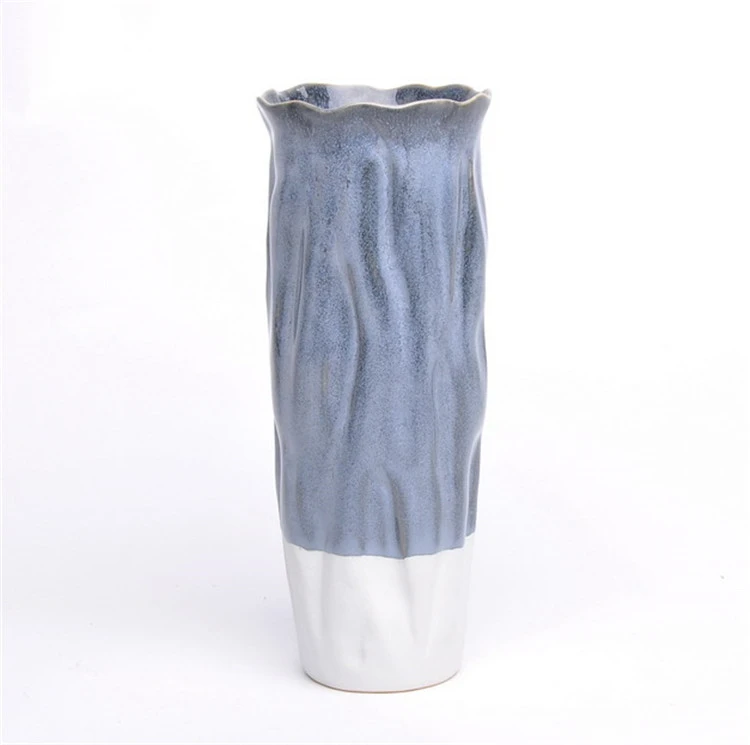 Minmalist decorative cylinder shape plants flower vase irregularity ceramic porcelain vases
