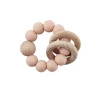 Mix color Baby Teether Nursing Bracelet Silicone Beads Wooden Ring Wood Beads Teether