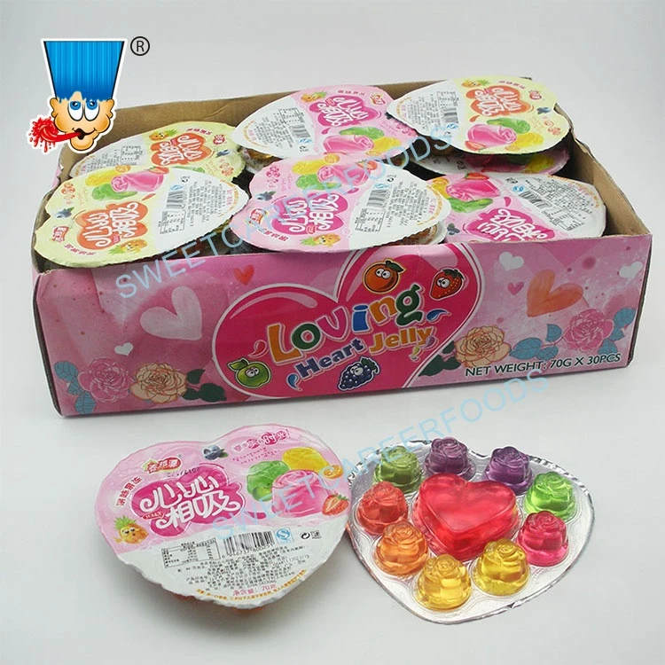 Mix Fruit Flavor Heart Flower Shape Jelly Cup Pudding Sweets