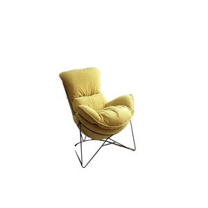 Modern Accent Chair Steel Living Room Chairs Velvet Metal Wire Base Soft Cushion Home Accent Egg Lounge Chair