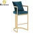 Import modern barstool metal legs blue velvet bar chair from China