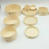 Modern Eco-friendly round wood chip jewelry gift cheese packaging  box for cosmetics wood leather box