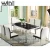 Import Modern Glass Top 6 Seater Dining Table Tempered Glass Table Set with chair from China