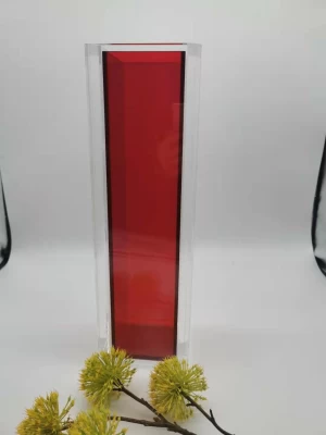 Modern  lucite glass acrylic double layer square high vase