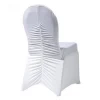 Modern strong decoration white fitted polyester round back ruched chair cover for wedding