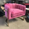 Modern style gold Stainless Steel Legs living room low back pink velvet arm chair
