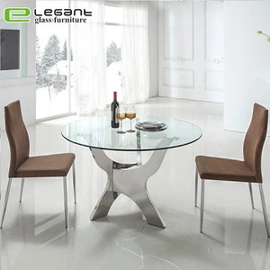Modern Style Round Organic Glass Restaurant Dining Table For Weddings