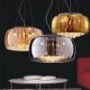 Modern Suspended Circular Ring Glass Pendant Light With Crystal Beads G9 Base Home Decor Glass Haing Light