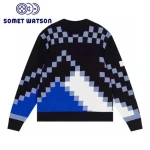 Mosaic lattice pattern customized knit cotton sweater women cashmere sweater designer brand name sweater accept custom logo