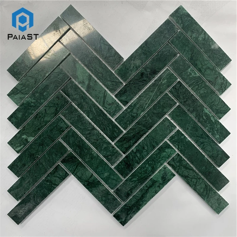 Mosaic Tile Herringbone Marble Green 30x30cm 100% Natural Stone Marble or Customize Stone Waterjet Machine Cutting Polished PAIA
