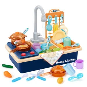 MST 99% High Simulation Kitchen Sink Toys Set Automatic Running Water Kids Pretend Kitchen Toys For Kid