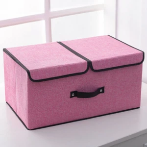 Multi-function Waterproof Cute eco cube cotton linen foldable toy storage boxes with lids