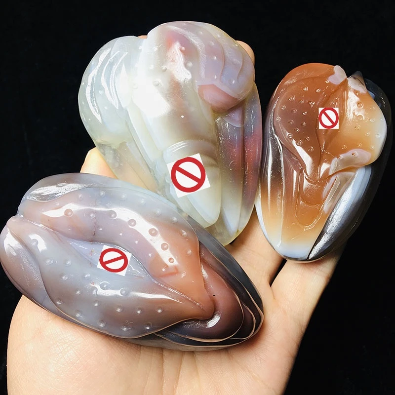 Natural Crystal Agate Vulva Carvings Healing Crystal Quartz Carved Reiki Women Figurine Gifts For Women