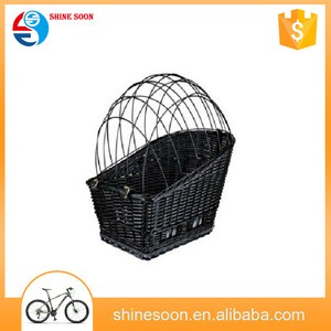 Natural Handle Woven Basket Woven Wicker Basket Bicycle Basket for Pets Dogs
