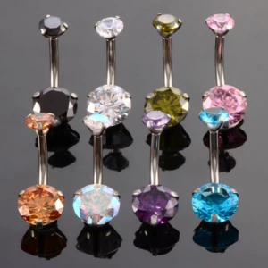 Navel Body Jewelry 316L Surgical Stainless Steel Belly Button Rings Piercing with Zircon