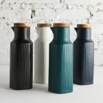 new arrival Soy sauce kettle Seasoning Vinegar porcelain pot with wooden lid