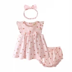 New arrivals and good price baby dress girls fancy knitted 3 pieces baby girl birthday dress