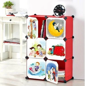 New Cartoon Bookcase Design Easy Storage Baby Wardrobe Clothes Cabinet