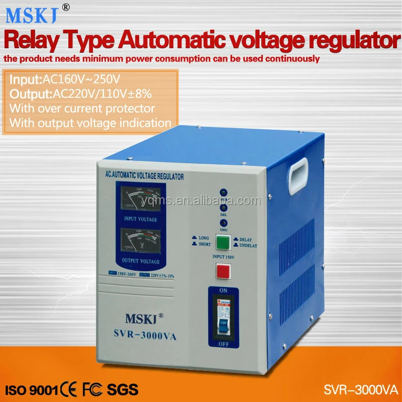 New design 220V AC 3000W relay voltage stabilizer SVR/SCR/AVR